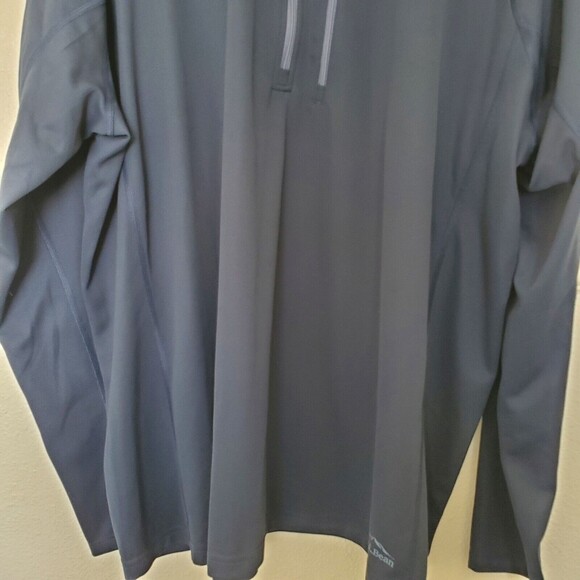 L.L.Bean Shirt Polyester 1/4 Quarter Zip Pullover Long Sleeve Men 3XL Blue Valin - Picture 3 of 14
